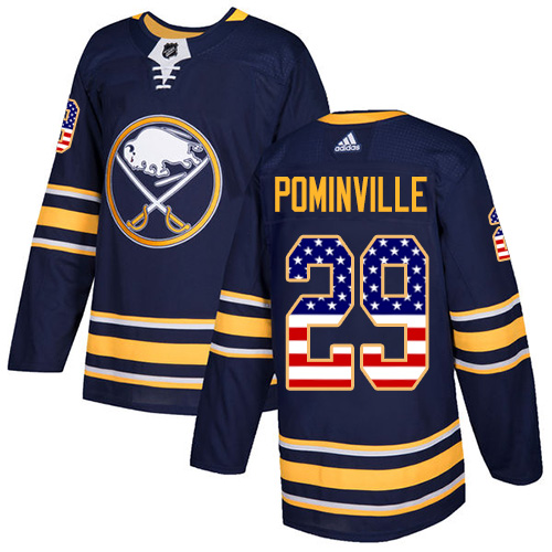Adidas Sabres #29 Jason Pominville Navy Blue Home Authentic USA Flag Stitched NHL Jersey - Click Image to Close